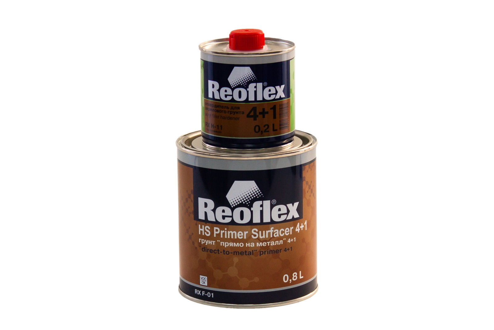 Reoflex Грунт прямо на металл 4+1 чёрный(0,8л+0,2л)