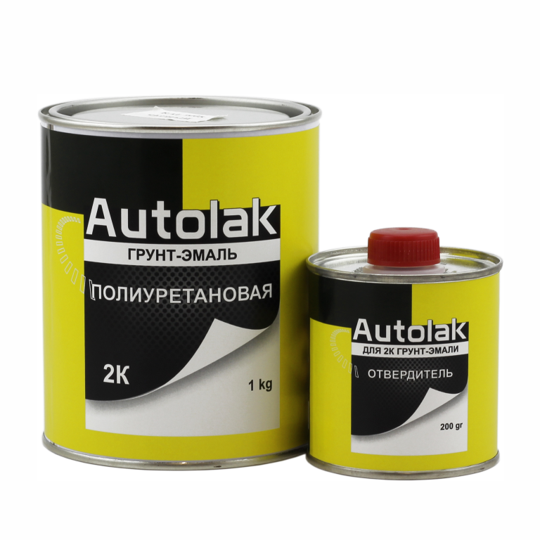 AUTOLAK грунт-эмаль ПУ чёрный глянец Ral 9005 (комплект 1кг+0,2кг)