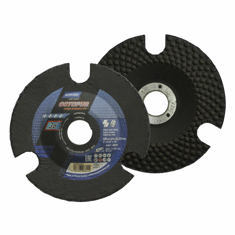 Зачистные круги NORTON Octopus, 29, р36, ø 125 x 4.0 x 22.23, 80 m/sec