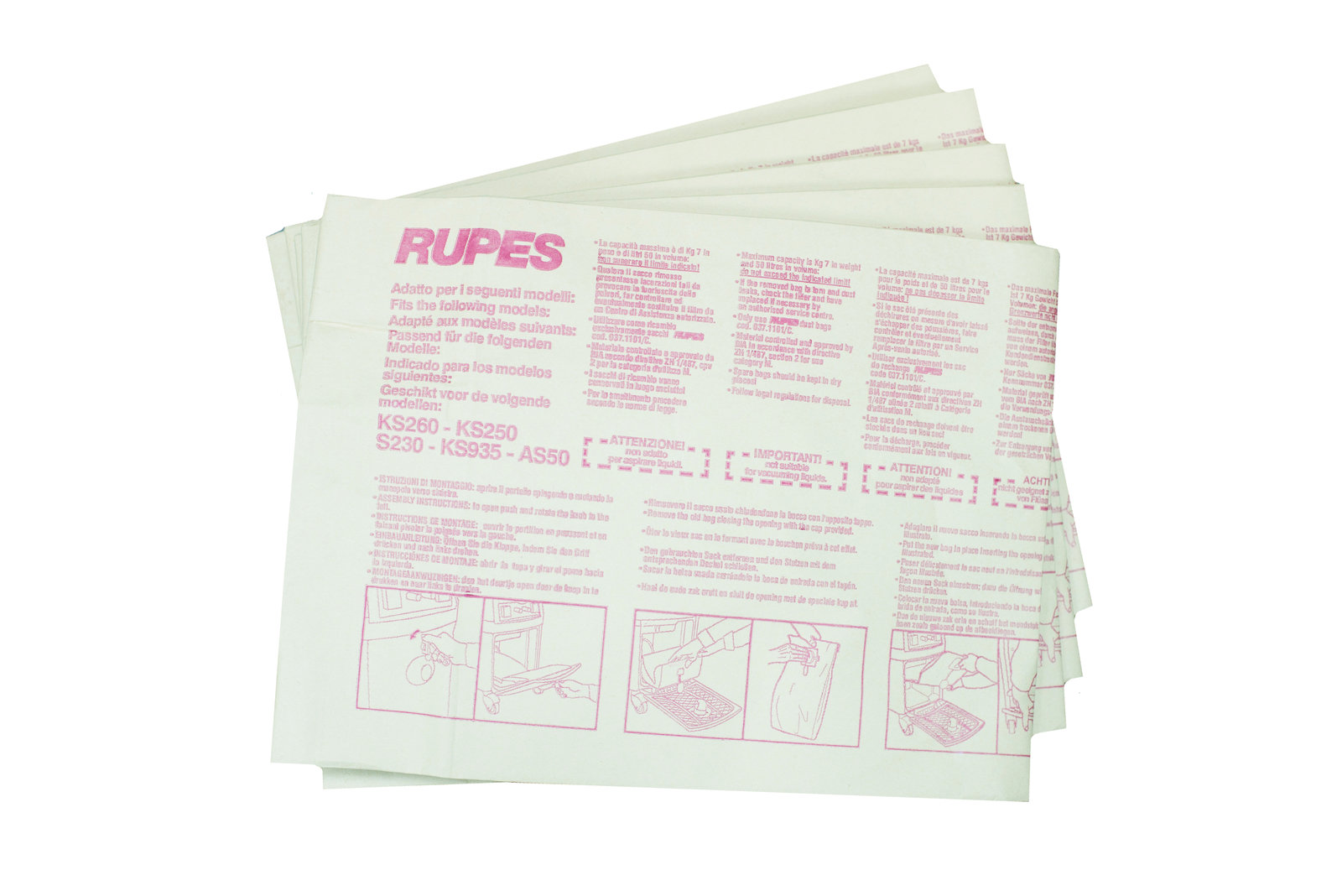 RUPES Комплект фильтров-пылесборниковKS260 (5штук)